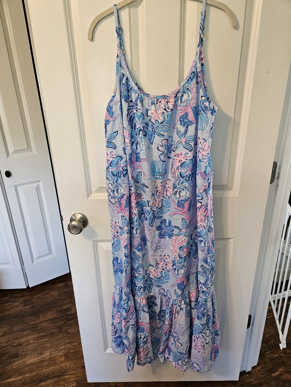 Lilly Pulitzer Amerie Linen Blue Pink Maxi - Picture 2 of 5